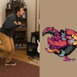 pixel artist doing motion capturing for new Aethermancer monster